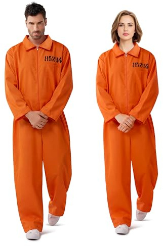 Spooktacular Creations Orange Jumpsuit, Men Prisoner Costume for Halloween Costume Adult