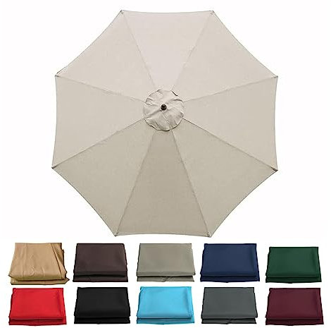 LTSRLL Toile De Rechange pour Parasol Deporte, Parasol De Rechange pour Dessus De Parapluie À Cadre À 6/8 Baleines (auvent Uniquement)(Size:Beige 3m 6 Ribs)