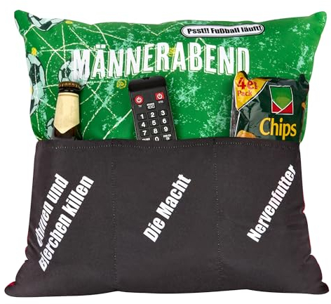 KAMACA Kuscheliges Wendekissen 2-in-1 Sofakissen mit Taschen 43x43 cm Lustiges Geschenk für Männer Frauen Freunde Teenager Deko für Couch Party Geburtstag Spieleabend (Mädelsabend und Männerabend)