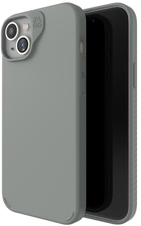 ZAGG Manhattan Snap Graphene-Reinforced Case for iPhone 14 Plus and iPhone 15 Plus [6.7-Inch], MagSafe Compatible, Slim Soft Design, Shockproof Phone Back Cover (Sage)