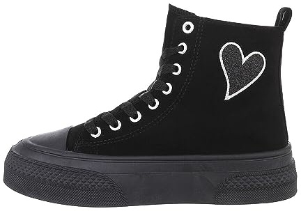 Ital Design Damenschuhe Freizeitschuhe Sneakers High, PC195-, Textil, Schwarz, Gr. 36