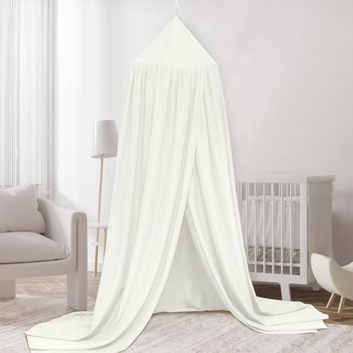 SESAMIS Dosel para habitación de los niños, dosel para cama de bebé, 4 colores, colgante redondo princesa, mosquitera, para habitación infantil y sala de juegos, 56 x 230 x 450 cm (blanco)