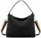Prite Tote Bag Handtasche Damen Umhängetasche Cord Shopper Tasche mit Reißverschluss und Gurt für Arbeit Uni Schule Reise (Schwarz)