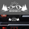 Pegatina Adventure Camper Van Furgoneta 4x4 Off Road - Adhesivo Autocaravana - Sol, montañas y árboles - Negro y Blanco - Maletas Moto - Vinilo Camper - 29,5 x 11,5CM (Blanco)