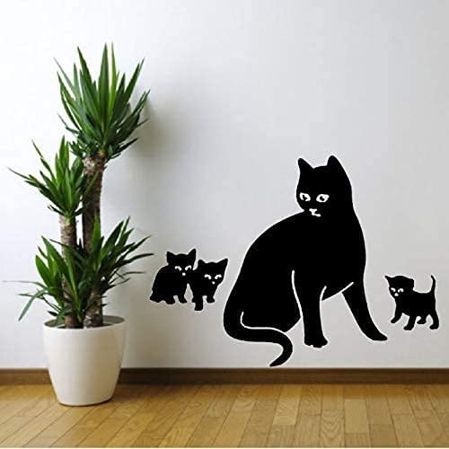 SucAda Adesivo da Parete della Casa della Famiglia, Decorazione in PVC per la Famiglia con Gatti 60X44Cm