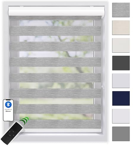 EFIXS Doppelrollo mit Kassette 110 x 175 cm (BxH) in grau Struktur/Duo Rollo mit Premium-Unterschiene/Doppelrollo zum Bohren in den Breiten 40-220 cm