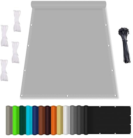 Sonnensegel Wasserdicht Rechteck 1X1.6M, (Nach Mass) Markisenstoff 95% UV Schutz, Sonnenschutz Markise Reißfest Wetterfest mit Seil, für Balkon Terrasse Garten, Hellgrau