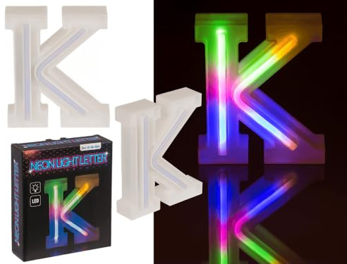 Out of the blue Neon-Leuchtbuchstabe, K, Höhe:16 cm, für 2 Micro-Batterien (AAA), in Geschenkverpackung