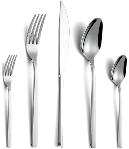 Hunnycook Besteck Set 6 personen, 30-teilig Edelstahl Besteckset mit Gabel Löffel Messer, Besteck set für Haus/Küche/Restaurant/Outdoor, Hochglanzpoliert, Spülmaschinenfest