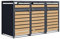 AXI Lucas Cache Poubelle Métallique Anthracite/Aspect Bois - Abri Poubelle pour 3 conteneurs - Max. 240L - Abri Poubelle Extérieur avec Excellente Ventilation