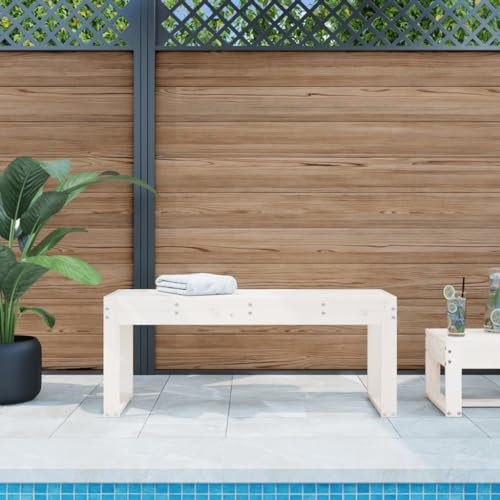 ShGaxin Gartenbank Weiß 110x38x45 cm Massivholz Kiefer, Terrassenmöbel, Wetterfeste Bank, Outdoor Bank, Parkbank, Garten Banken, Deko Bank, Gartenmöbel - 825094