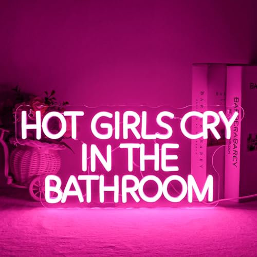Horseneon Hot Girls Cry In The Bathroom Neon Sign - Dimmable Light for Bedroom, Party, Bar & Art Decoration