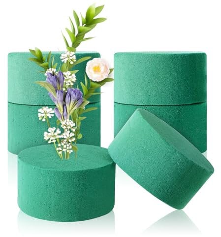 Gjinxi 6 bloques redondos de espuma floral para flores frescas y artificiales, kit de arreglos florales redondos de 3.15 pulgadas, bloques de espuma verdes para bodas, pasillos, fiestas, suministros