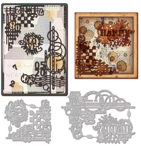 GLOBLELAND Graffiti Flecken Ecken Schneidwerkzeuge Graffiti Hintergrund Schneidwerkzeuge Geometrische Buchstaben Zahlen Schneidwerkzeuge Für DIY Kartenherstellung Journal Prägung Papierhandwerk Dekor