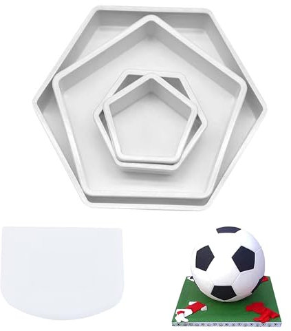 CZNBZIU Lot De 3 Emporte-Pièces Hexagonaux Avec Motif De Football - Pour Fondant - Coupe Du Monde De Football - Moules À Sucre - Outils De Décoration De Gâteaux Et Desserts