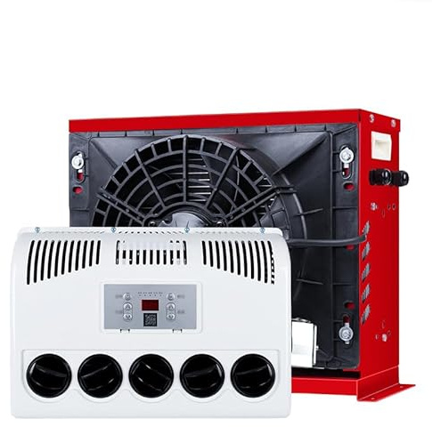 Rot,24V,Generic Rv Air Conditioner Air Conditioner Tragbar Intelligente Frequenzumwandlungs-Autoklimaanlage 12V/24V Für Boot Automotive Camper Travel Traile Große LKW-Parkklimaanlage