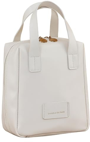 YCBMINGCAN Make-up-Tasche 2024 Premium-Make-up-Tasche Modische mehrschichtige Reise-Make-up-Tasche aus PU- Handwärmer Wiederaufladbar 2 Teile Taschen (White, One Size)