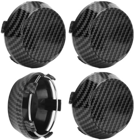4 Pièces Capuchons Centraux de Roue, 60mm Couvercle Universel de Capuchon de Moyeu de Jante de Pneu en Fiber de Carbone pour Pièce de Décoration de Voiture
