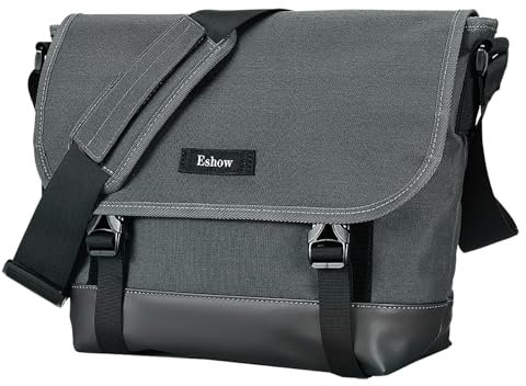 Eshow Umhängetaschen Herren, Messenger Bag Männer, Arbeitstasche Groß, Schultertasche mit Notebook-Fach, laptoptasche 14 Zoll, Aktentasche Crossbody Bag für den urbanen Alltag Büro Uni Reise, Grau