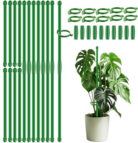 SupKing – Lot de 20 piquets de support pour plantes de 43,2 cm, longueur réglable avec clips pour intérieur et extérieur, poteaux de jardin pour tomates en pot, rose, amaryllis et légumes, livrés avec