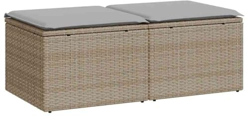 vidaXL 2-TLG. Garten-Sofagarnitur mit Kissen Beige Poly Rattan Akazie