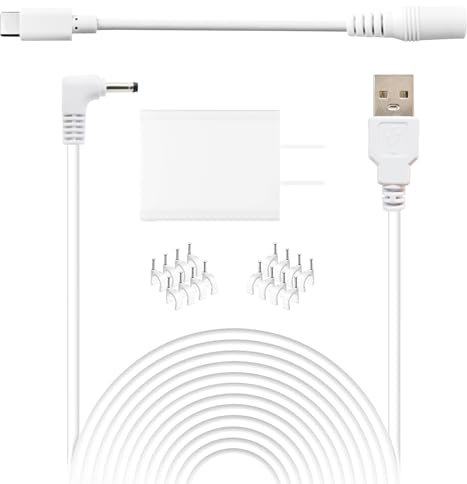 13 Ft Power Adapter Compatible with Ring Stick Up Cam, Spotlight Cam Pro/Plus, Weatherproof Indoor Outdoor Camera Plug Cord, with USB-C Adapter