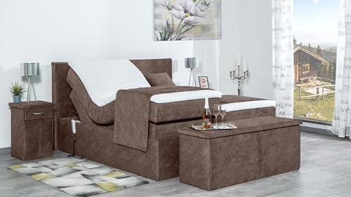 Boxspringbett Nado 240x220, DS-Sand, 7-Zohnen Taschenfederkernmatratze, Ergoflex - Inklusive Aufbau - Deutscher Hersteller