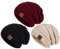 Hatromm Slouchy Mütze 3 Stück - Übergroße Warme Strickmütze für Damen und Herren - Dick für Kaltes Wetter (Schwarz, Haferflocken, Burgund)