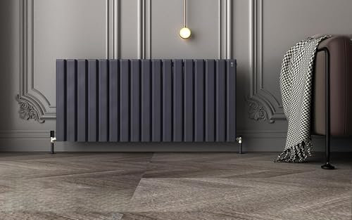 Aluminum Designer Radiator Compatible with Heat Pump. high Heat Output, Energy Saver Model Pioneer Plus Size 1200 * 500 mm BTU/hr:7508 (Grey)