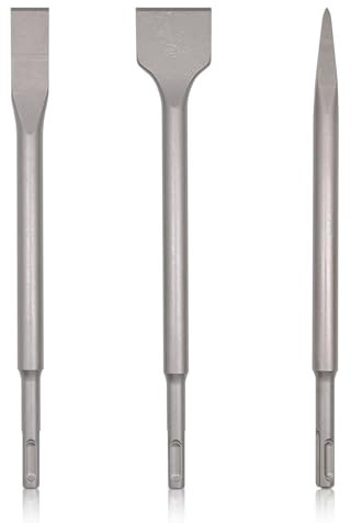 3pcs Cinceles SDS Plus Cincel Plano Largo y Cincel a Punta Cinceles de Canal para Azulejos Hormigón Piedra Para Taladro Accesorios de Herramientas