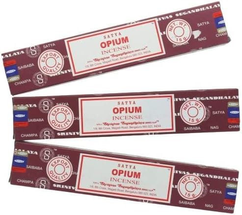 Satya Nag Champa Opium-Räucherstäbchen, 3 Stück, für Aromatherapie, Spa, Yoga, Hochzeiten, Meditation, Heilung, Positivität und Entspannung