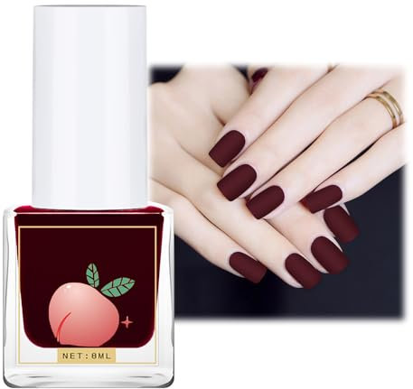 Wine Red Matte Nail Polish - Quick-drying Formula, No UV Curing Required - Ideal For Winter Or Christmas - For Women