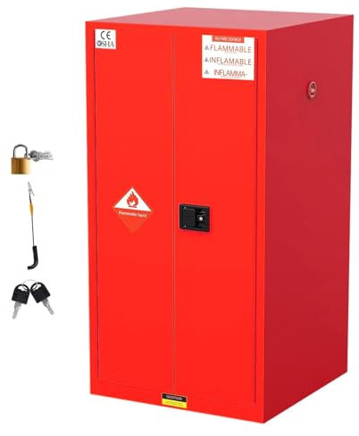 QMNUZCFD Gefahrstoffschrank 230 Liter 165 x 86 x 86cm, Stahl entflammbar feuerfest Lagerung Schrank, verstellbarem Regal, Sicherheit Lagerung Schrank for kommerzielle industrielle