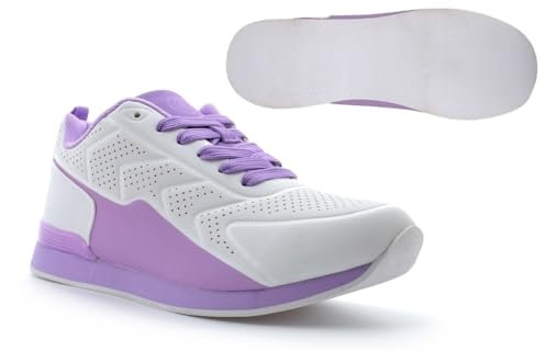 Womens Bowling Shoes Womens Bowling Trainers Size 5 Lawn Bowls Shoes Size 6 Ladies Bowls Trainers Garden Bowl Shoe Garden Bowl Trainer Lace Up Sizes 3-8 White/Lilac 7 UK