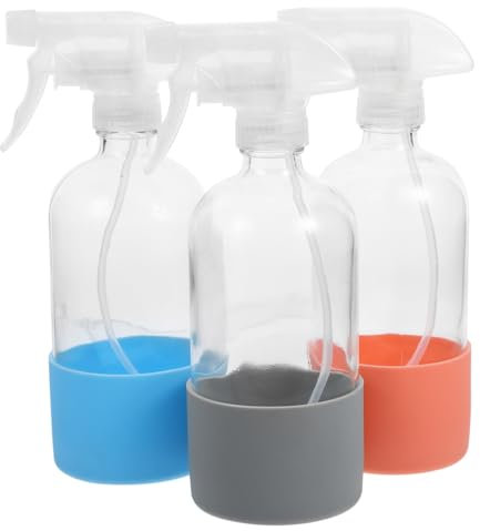 Garneck 3piezas Botellas De Spray Pulverizador Vidrio Transparente Tapa Hermética Reutilizable Para Agua y Líquidos