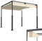 LZQ Pérgola Cenador de 3 x 3 m con marco de acero estable y techo corredizo ajustable, techo de poliéster revestido de PA, protección solar resistente a la intemperie para jardín y terraza (beige)