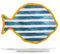 H&H – Set de 6 grandes assiettes en mélamine – Forme poisson 36 cm – Rayures bleues et blanches, bord jaune – Style marin estival, lavables en lave-vaisselle