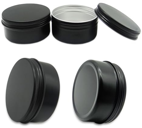 Wopanxye 4pack 200ml Aluminum Tin, 200 Gram Black Empty Travel Cosmetic Jar | Sample Containers with Screw Cap Lid, 200g Metal Can Storage Travel Jars for DIY Crafts, Lip Balms, Face Cream, Candle, Tea