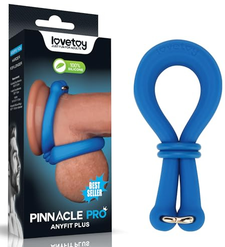AnyFit Plus Blue Adjustable Silicone Stretcher Ring Dual Loop Cock Ring & Ball Stretcher Erection Enhancer Body Safe Comfortable Design for Men Multi-Functional Pleasure & Stimulation