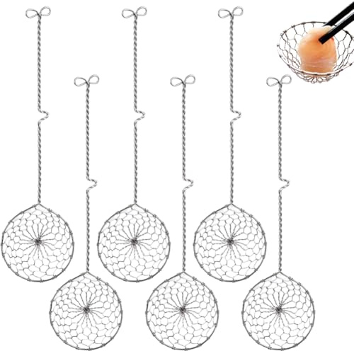 6 Stücke Küchensieb Set, Fondue Siebe & Schöpfkellen aus Edelstahl mit Löchern, Langlebige Sieblöffel zum Kochen, Filtern von Gemüse, Pilzen, Fleisch, Nudeln (Edelstahl)