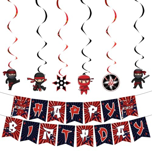 LaVenty Ni nj Geburtstagsparty Dekoration Karate Krieger Partyzubehör Ni nj | Ni nj Geburtstagsparty Dekoration Karate Krieger Partyzubehör Ni nj Party Banner für Partygeschenke