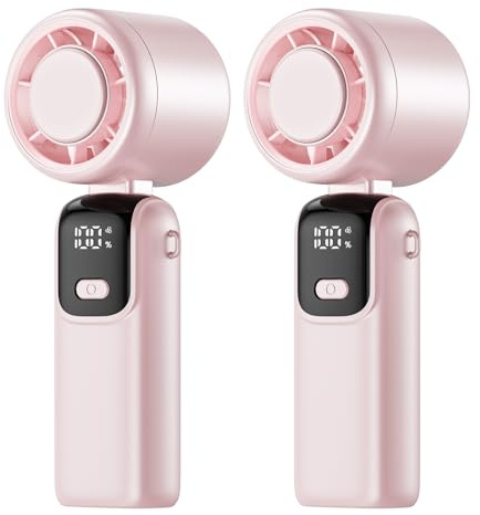 HappyGoo Portable Fan 2 Pcs, 5-Speed Turbo Mini Fan, Smart LED Display for Speed and Battery, Quiet Low-Noise Design, Suitable for Outdoor, Travel, Commuting, and Summer Use