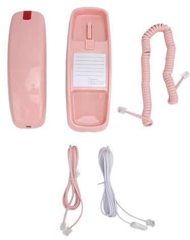 Jenngaoo Telefono Fisso da Muro con Tasti Grandi, Volume Regolabile, Suoneria Forte 110dB, Tastiera Illuminata, Telefono Cordless per Casa, Anziani (Rosa)