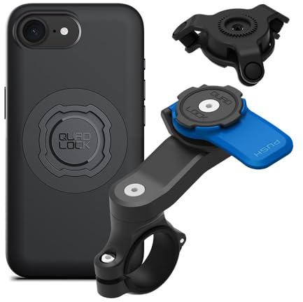 Quad Lock Support Téléphone pour Guidon de Moto avec Amortisseur de Vibrations et Coque MAG pour iPhone 17e/16e
