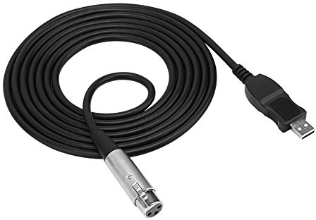 Dam Skerisi USB Male to XLR Female Microphone Adapter Cable, USB to XLR Mic Link for Studio Audio, Plug and Play with LED Indicator, Shielded Cable for Mac PS