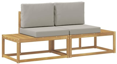 vidaXL Outdoor End Sofa mit Kissen 2 Stück Weiß Massivholz Akazie, Moderne, wetterfeste Gartenmöbel, vielseitige Entspannung, Akazienholz, gemütliches Draußenleben