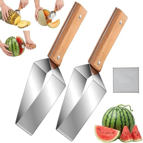 2 Pezzi Coltello Per Anguria,tagliameloni,Taglierina Affetta Anguria,Aggiornato Affetta Anguria,Gadget Cucina Affettatrice Di Frutta,per tagliare rapidamente frutta estiva,feste in famiglia,campeggio