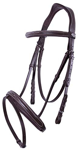 QHP Kombinierte Trense Nähten anatomisch geformt braun + schwarz NEU (Shetty, Dunkelbraun)