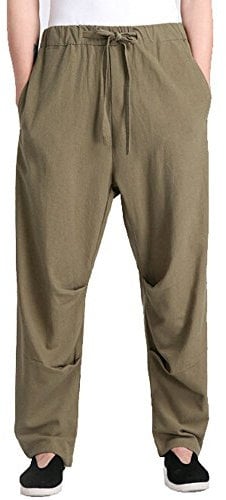 ZooBoo Herren Kampfsport-Hose, Kung-Fu-Leinenhose, Tang-Anzughose, Grün , Mittel