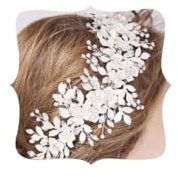 Anglacesmade Bridal Headband Leaves and Flower Hair Vine Crystal Tiara Crown for Wedding Hair Accessories for Women and Girls (Silver)
